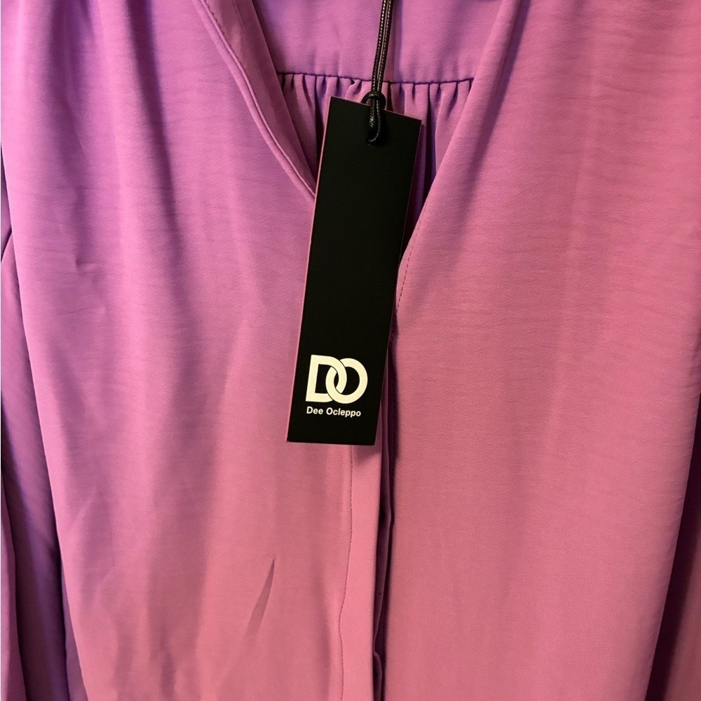NWT Dee Ocleppo Sumptuous Lavender Peasant Blouse with Long Bishop Sleeves - Picture 9 of 11